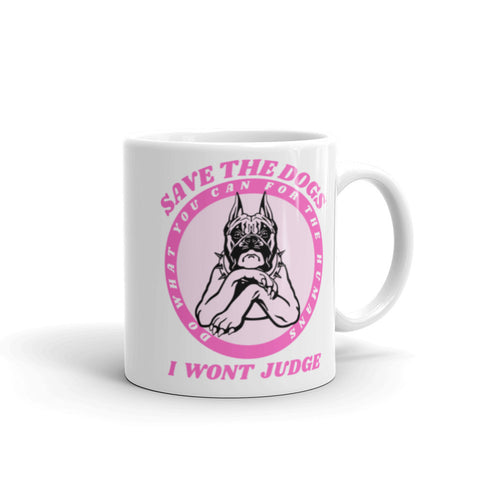 Save the dogs White glossy mug