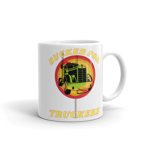 Sucker for truckers White glossy mug